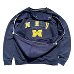 “Why” Michigan navy blue hood/bag sweatshirt