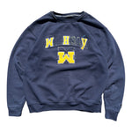 “Why” Michigan navy blue hood/bag sweatshirt