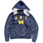 “Why” Michigan navy blue hood/bag sweatshirt